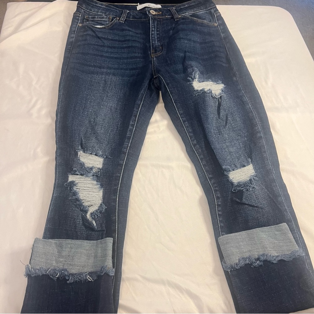KanCan Dark Wash distressed Ankle Jeans size 9 - Picture 2 of 6